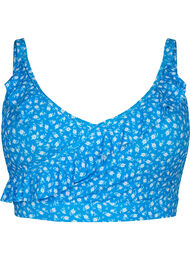 Bikini-Top mit Rüschendetails und Blumenprint, Blue Flower Print, Packshot