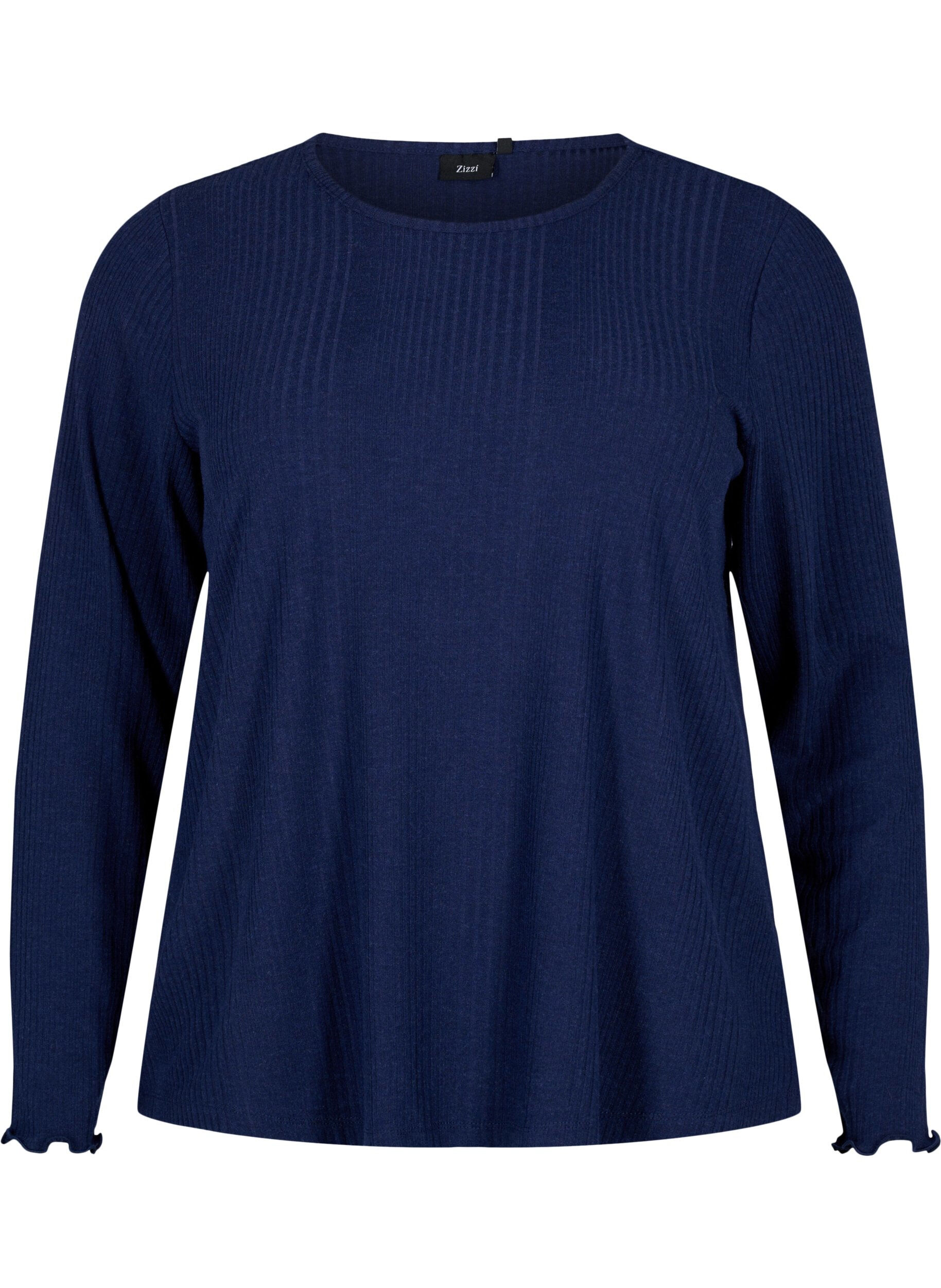 Zizzi  Lang&auml;rmelige Bluse mit Streifenmuster, Night Sky Mel., Packshot image number 0