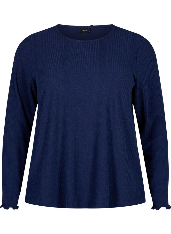  Langärmelige Bluse mit Streifenmuster, Night Sky Mel., Packshot image number 0