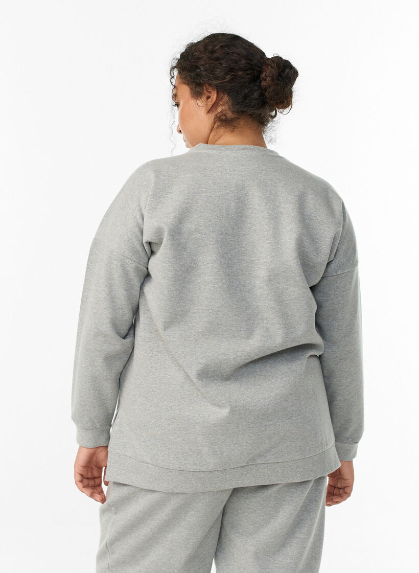 Sweatshirt mit Schlitzen und Glitzerfaden, Grau, Model image number 2