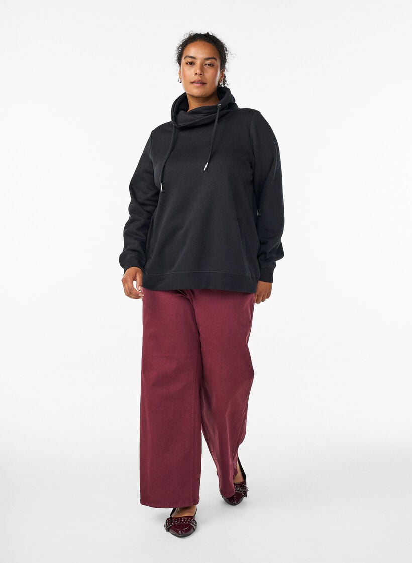 FLASH - Sweatshirt mit Stehkragen und Taschen, Schwarz, Model image number 1