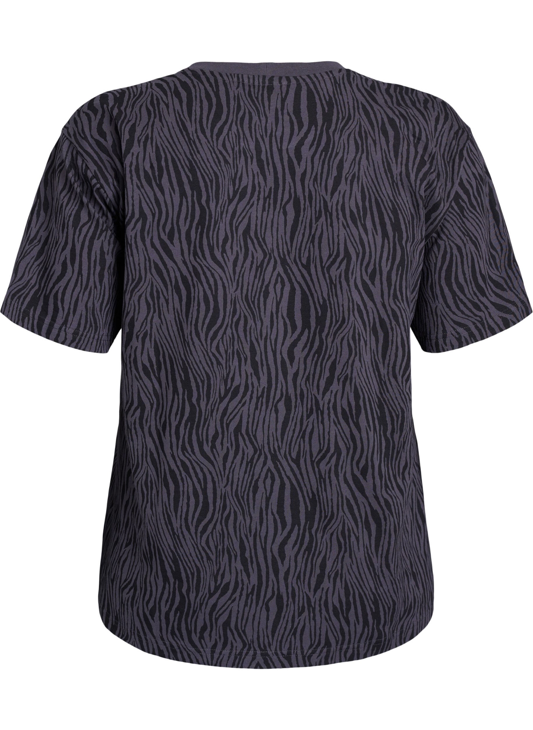 Zizzi Trainingsshirt aus Bio-Baumwolle mit Zebraprint, Grau, Packshot image number 1