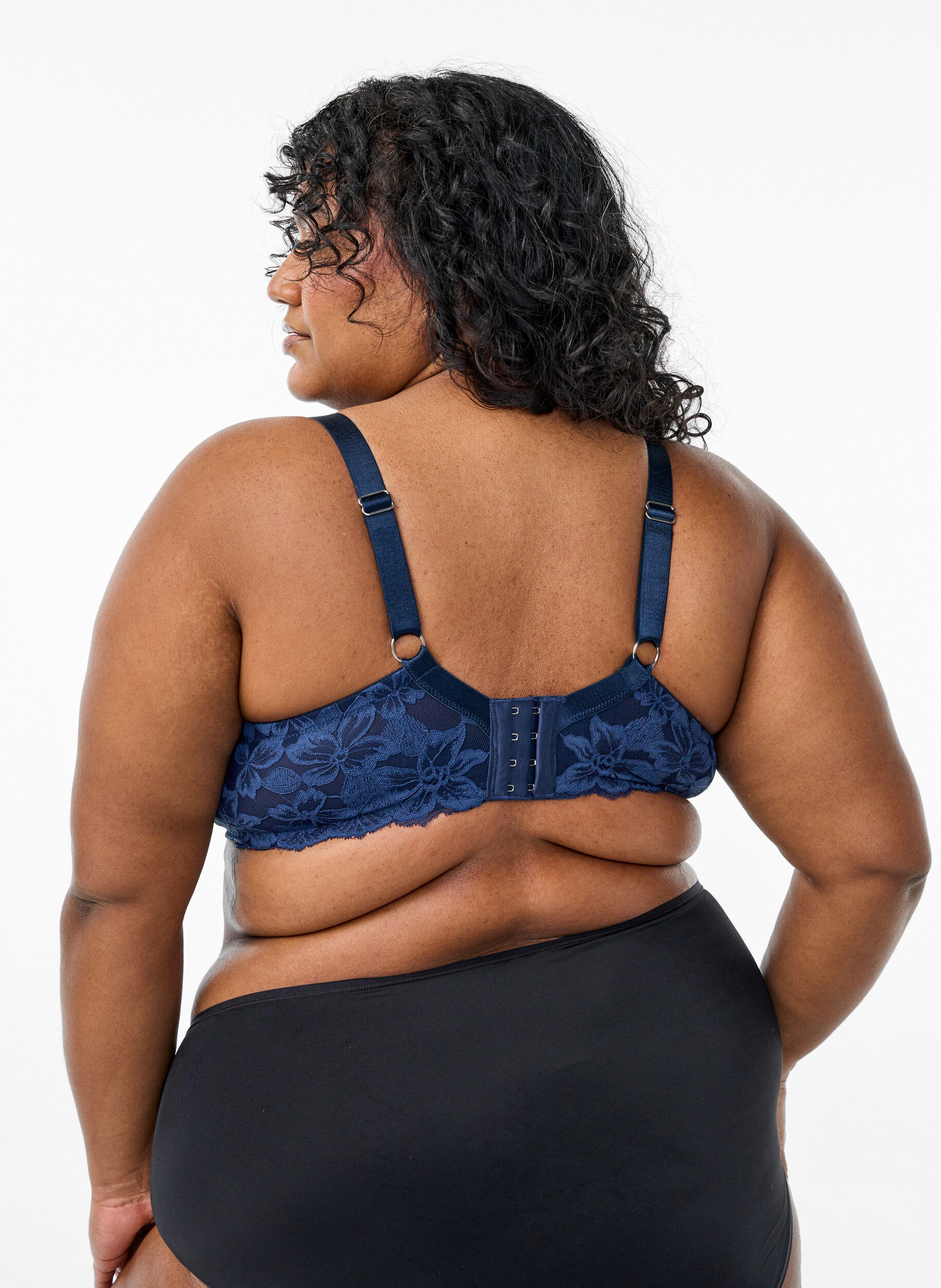 Zizzi BH mit Spitze und geformten Cups, Blau, Model image number 2