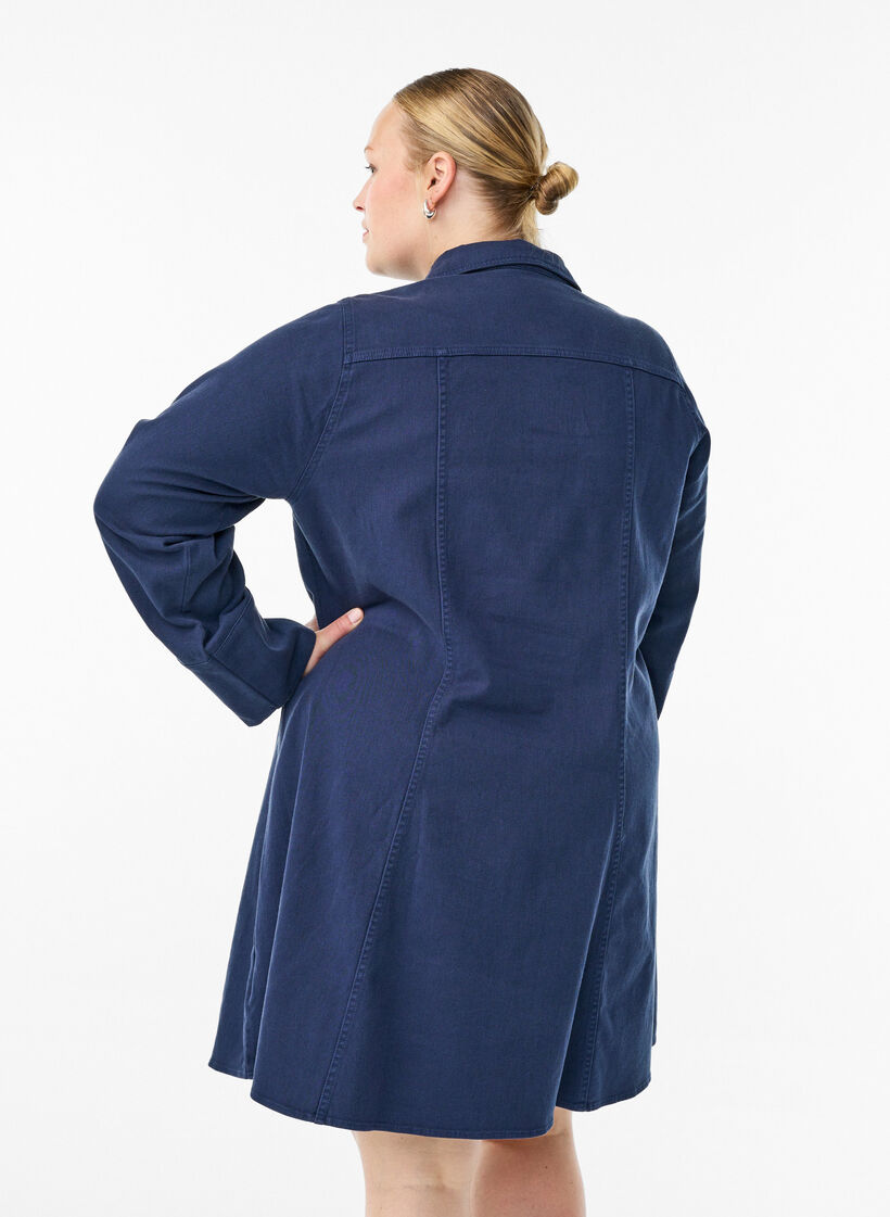 Kurzes Kleid aus Twill mit Reißverschluss, Blau, Model image number 2