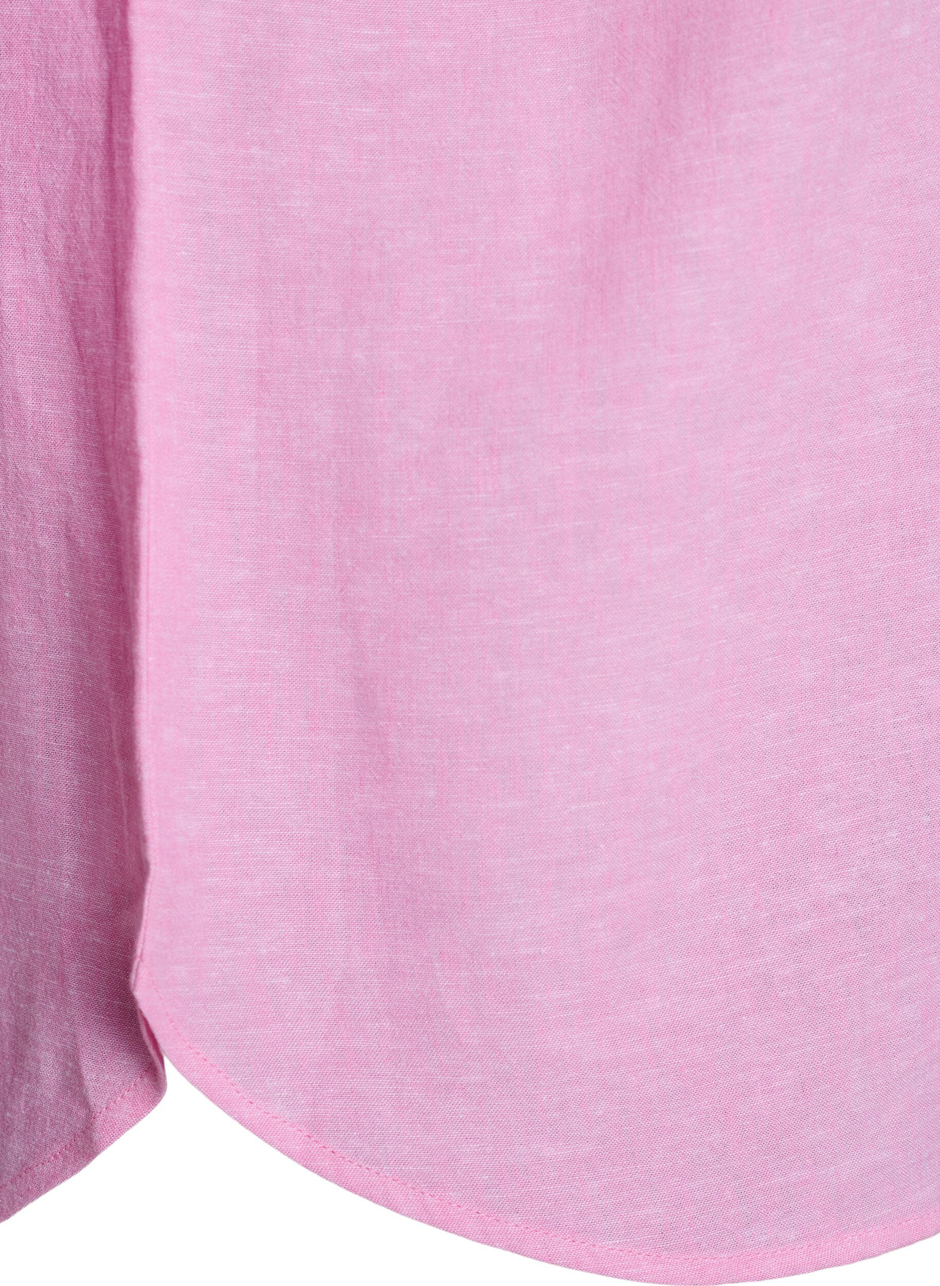 Zizzi Bluse aus Leinen und Viskose mit 3/4-&Auml;rmeln, Pink, Packshot image number 3