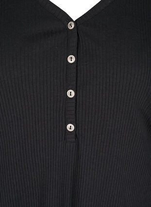 Langarm Bluse aus Ripp mit Knopfdetails, Black, Packshot image number 2