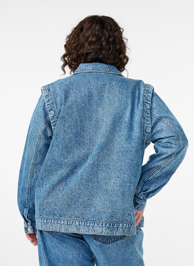 Jeansjacke mit abnehmbaren &Auml;rmeln, Blau, Model image number 2