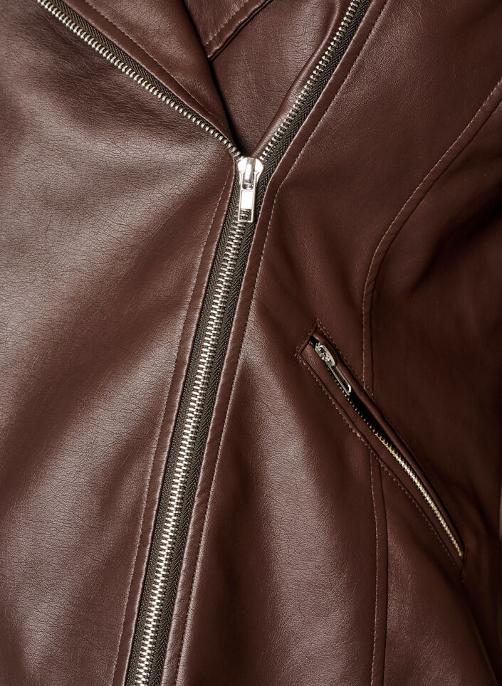 Bikerjacke aus Kunstleder, Braun, Packshot image number 2