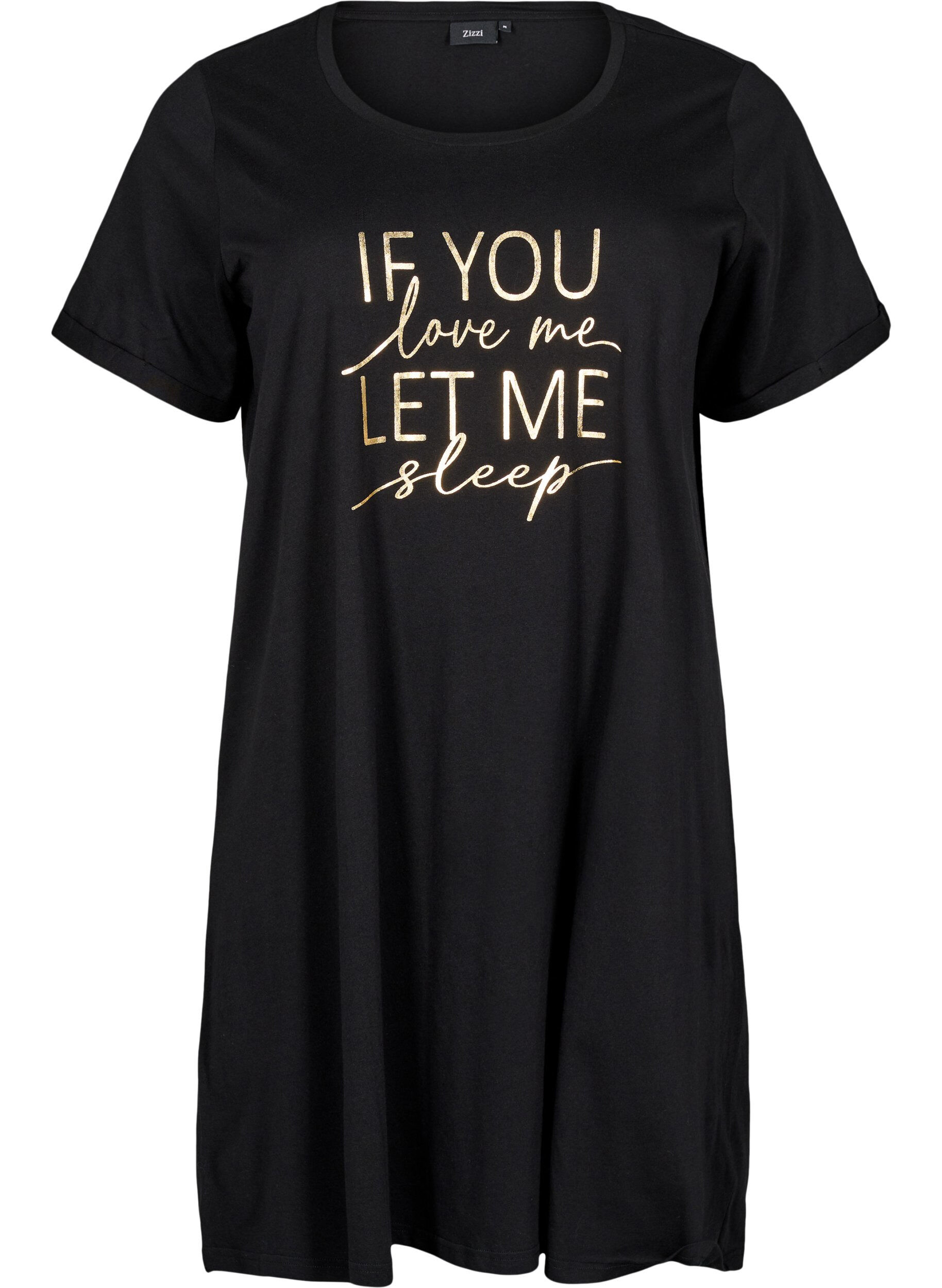 Zizzi Kurz&auml;rmeliges Nachthemd aus Bio-Baumwolle, Schwarz, Packshot image number 0