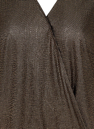 Bluse mit V-Ausschnitt und 3/4-Ärmeln, Black w Gold, Packshot image number 2