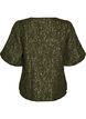 Jacquardbluse mit Puff&auml;rmeln und A-Linien-Form, Gr&uuml;n, Packshot image number 1