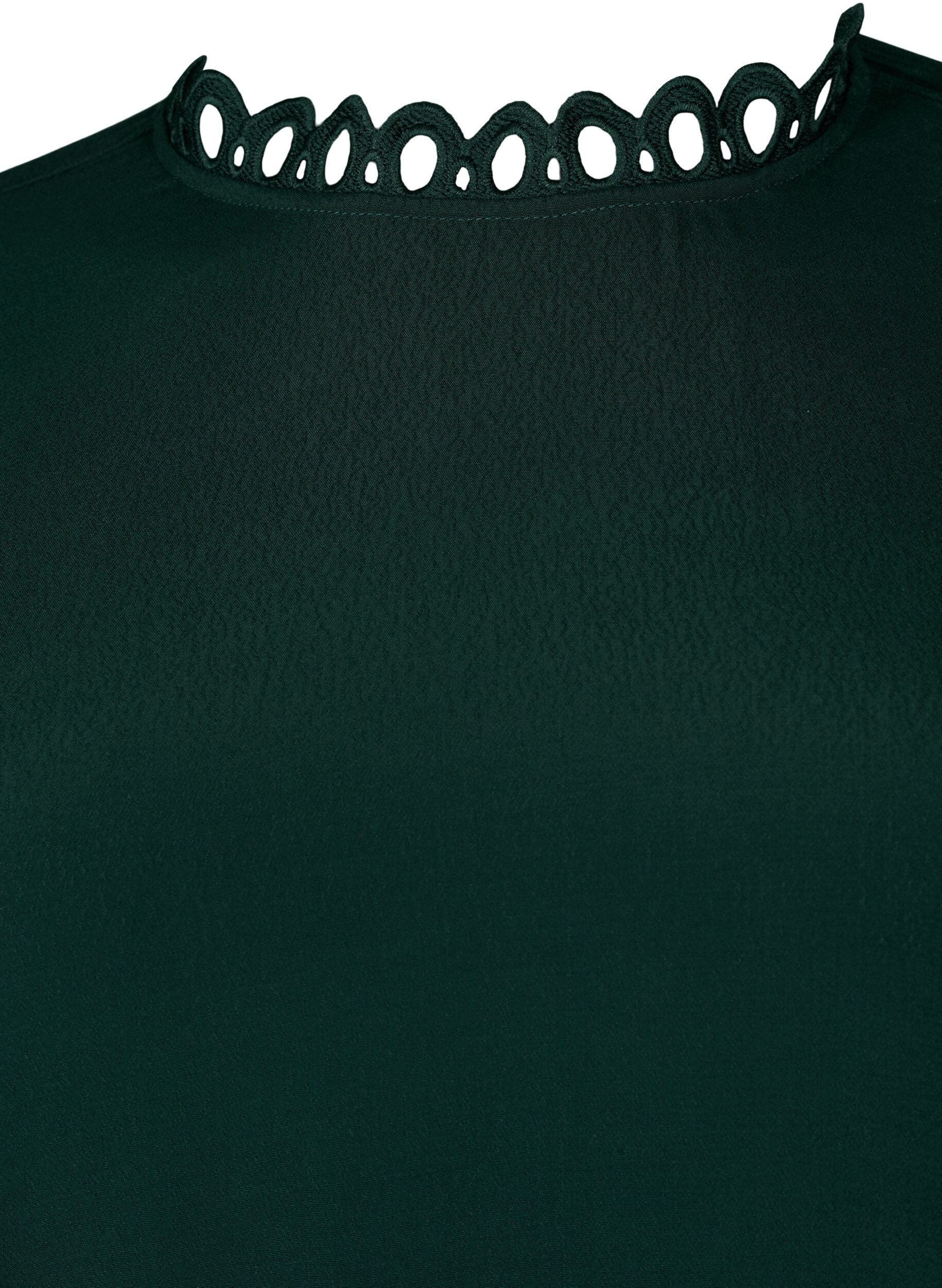 Zizzi Kleid aus Viskose mit crochet &Auml;rmeln, Scarab, Packshot image number 2