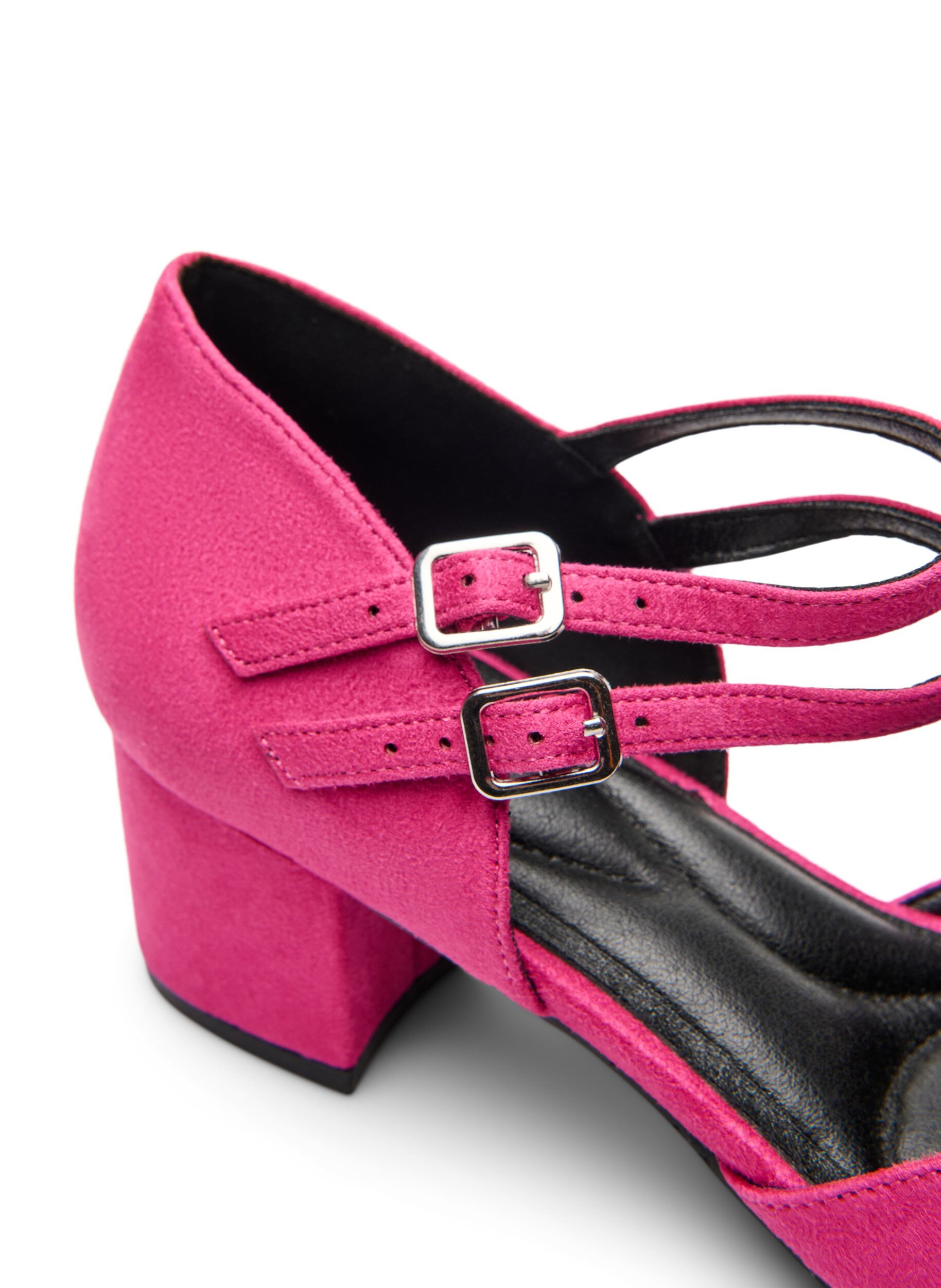 Zizzi Pumps mit doppelten Riemen, Pink, Packshot image number 4
