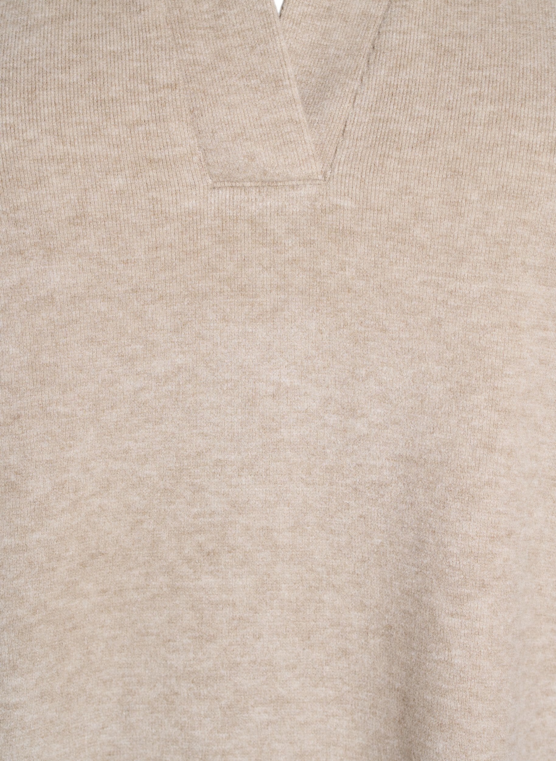 Zizzi Jersey Bluse mit Kragen und kurzen &Auml;rmeln, Braun, Packshot image number 2