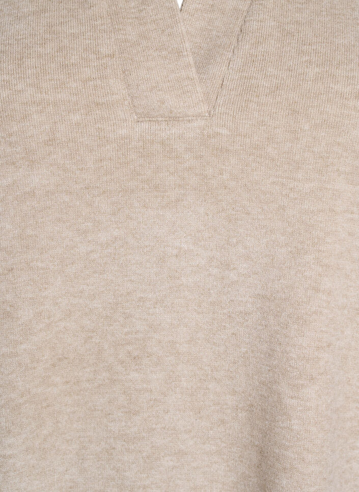 Jersey Bluse mit Kragen und kurzen Ärmeln, Braun, Packshot image number 2