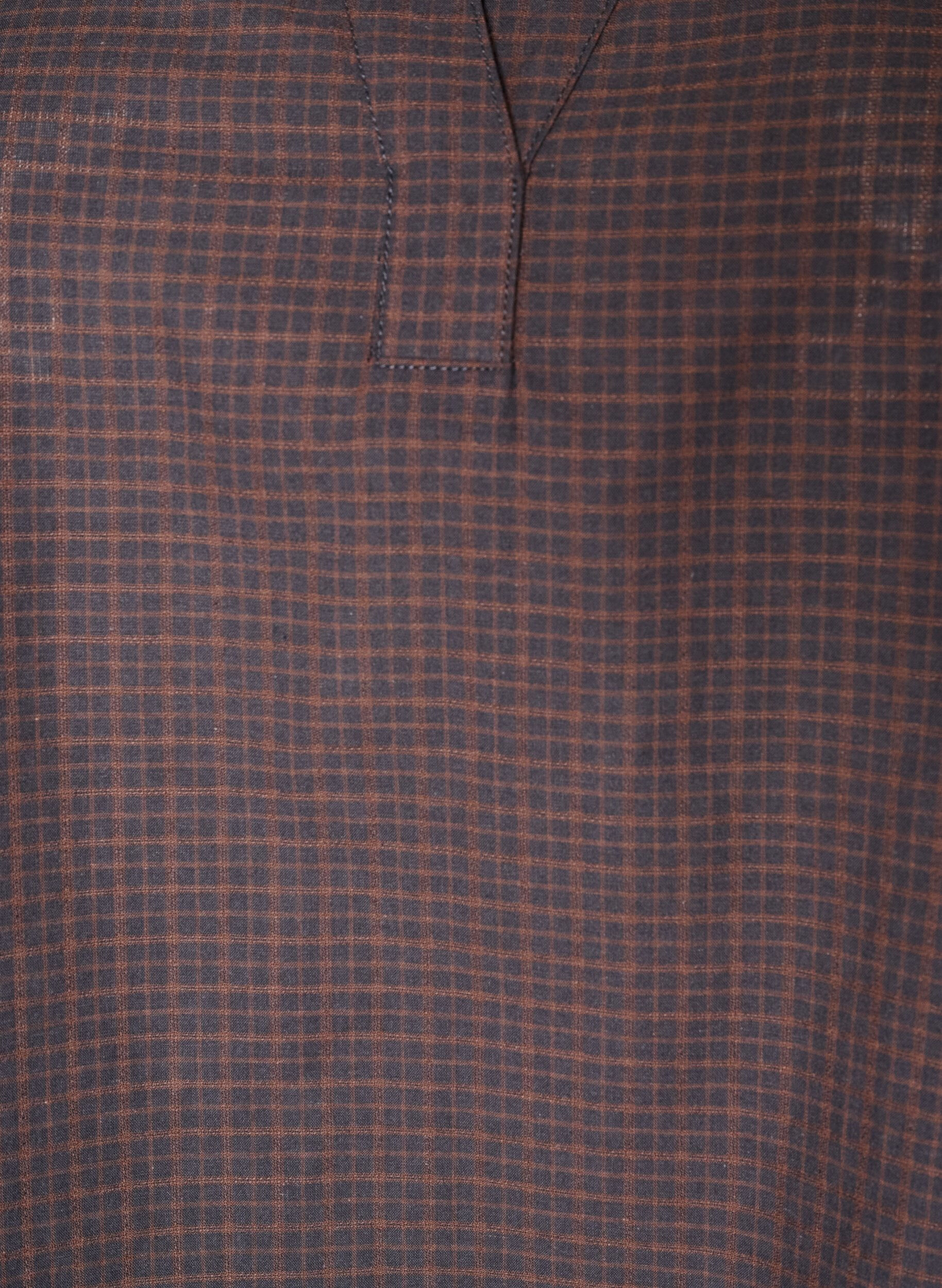ZizziKarierte Bluse mit V-Ausschnitt und 3/4-&Auml;rmeln, Braun, Packshot image number 2