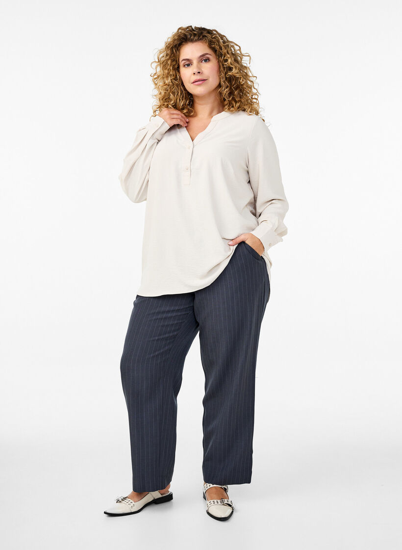 FLASH - Bluse mit langen Ärmeln, Beige, Model image number 1