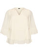 Bluse mit 3/4-&Auml;rmeln und R&uuml;schendetails, Vanille, Packshot image number 0