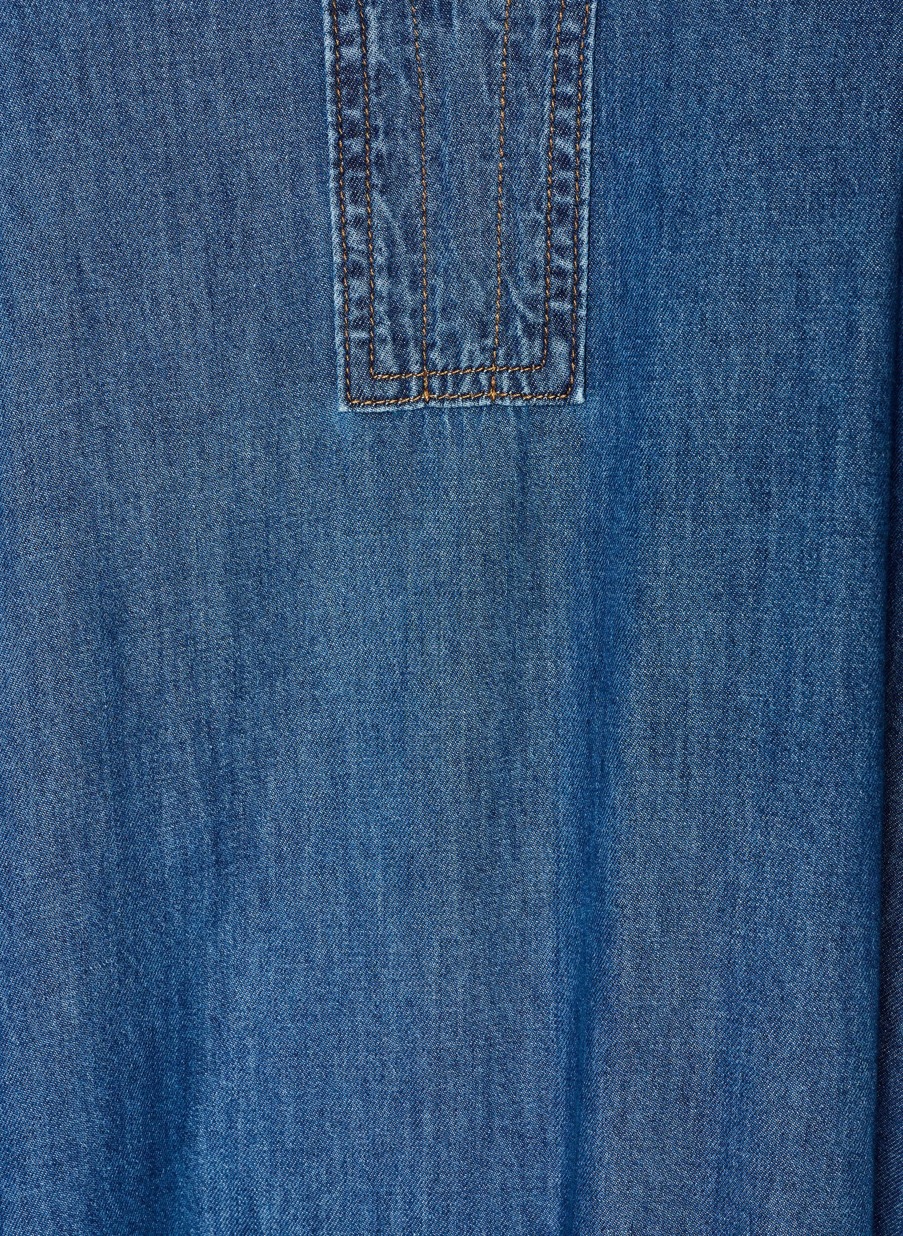 ZizziMaxikleid aus Denim mit ger&uuml;schten Stufen, Blau, Packshot image number 2