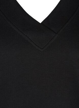 Sweatshirt-Kleid mit V-Ausschnitt, Black, Packshot image number 2