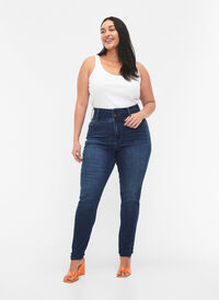 Super schlanke Bea Jeans mit extra hoher Taille, Blue denim, Model