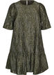 Jacquardkleid mit funkelnden Details und Puff&auml;rmeln, Gr&uuml;n, Packshot image number 0
