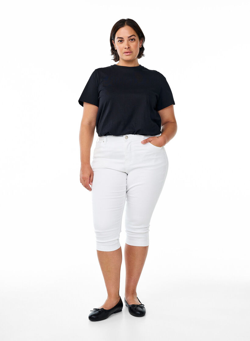 Amy Caprijeans mit hohem Taille und Super Slim Fit, Wei&szlig;, Model image number 0