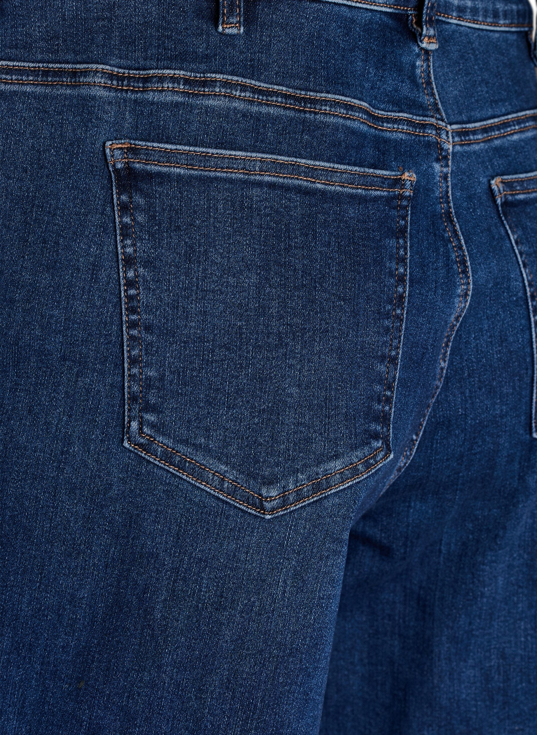 Zizzi Kiana Jeans mit Straight Fit und hoher Taille, Blau, Packshot image number 3