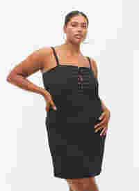 Eng anliegendes Kleid mit Schnürdetails, Black, Model