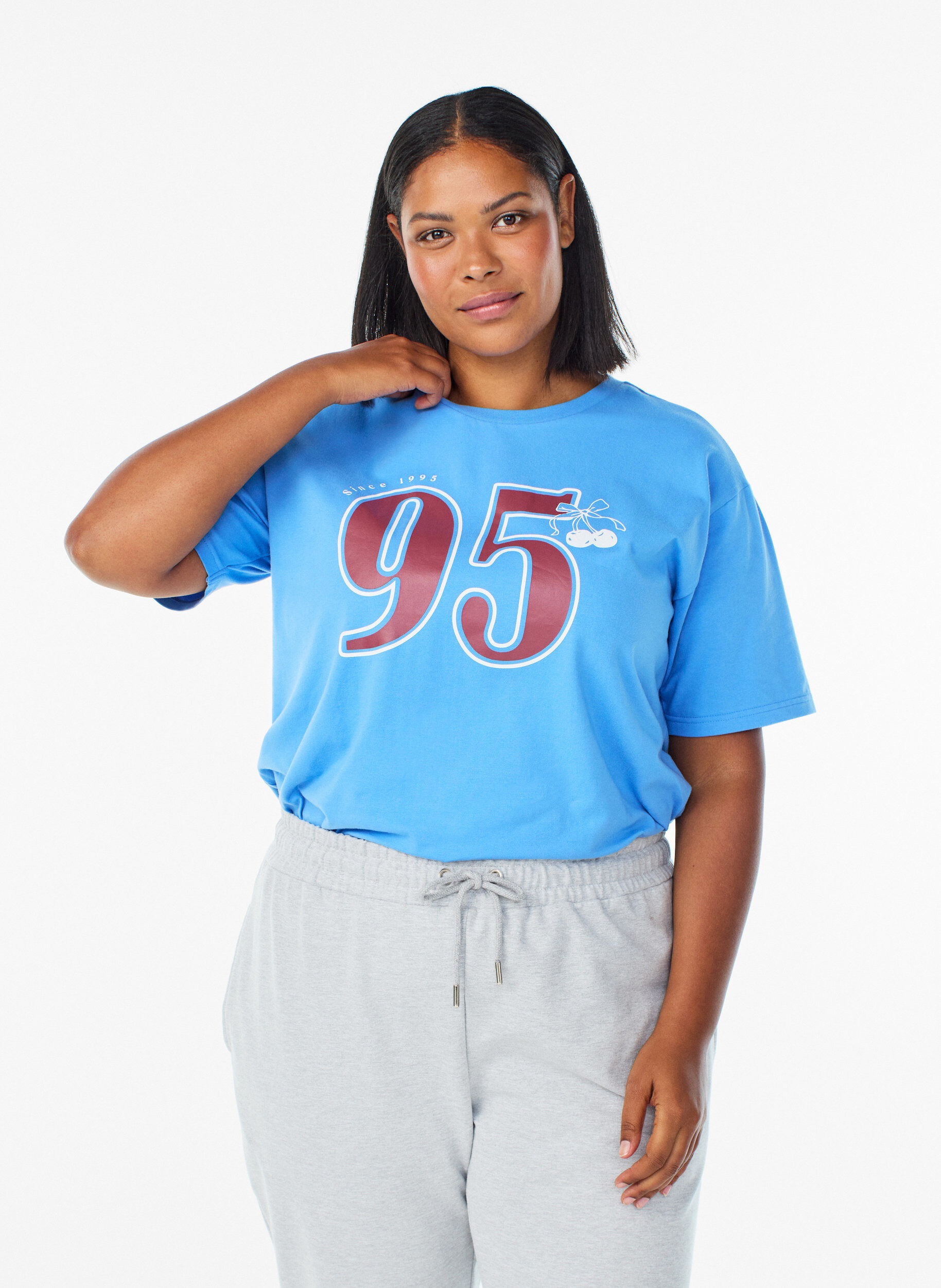 Sportliches T-Shirt aus Bio-Baumwolle, Blau, Model