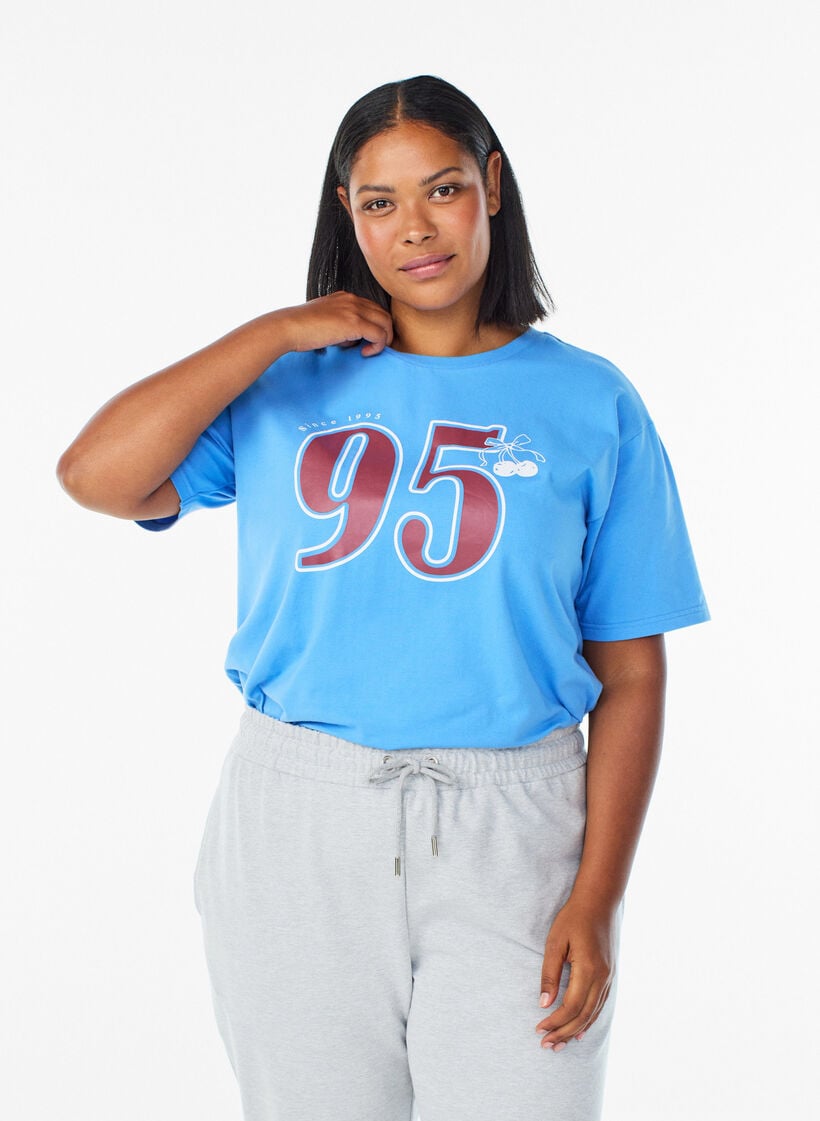 Sportliches T-Shirt aus Bio-Baumwolle, Blau, Model image number 0