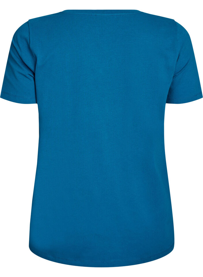 Einfarbiges basic T-Shirt aus Baumwolle, Petrol, Packshot image number 1