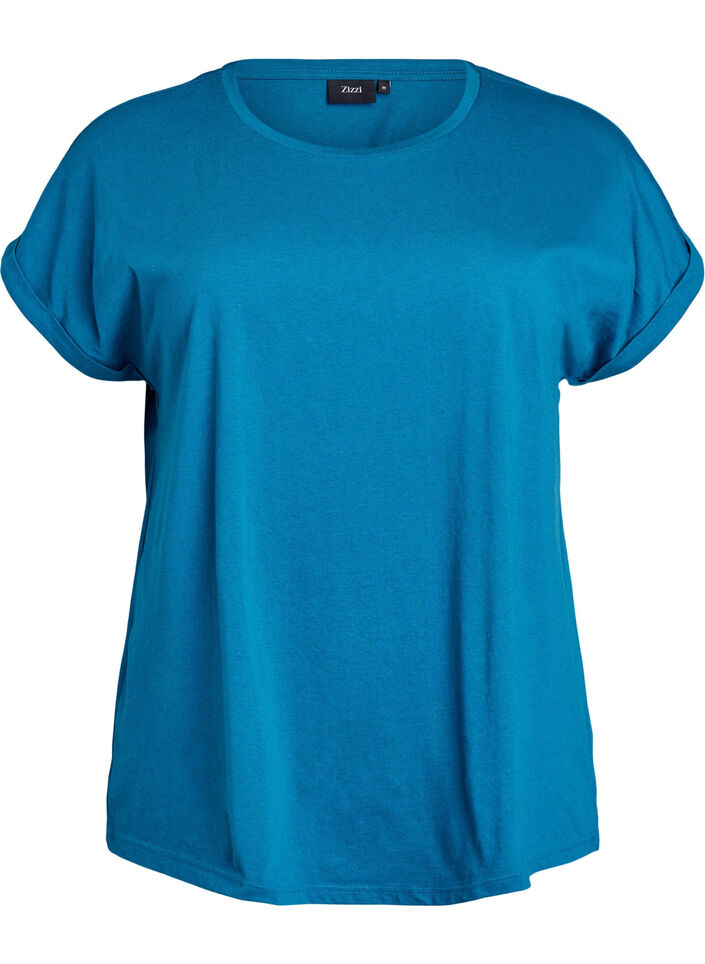 Kurz&auml;rmeliges T-Shirt aus einer Baumwollmischung, Petrol, Packshot image number 0