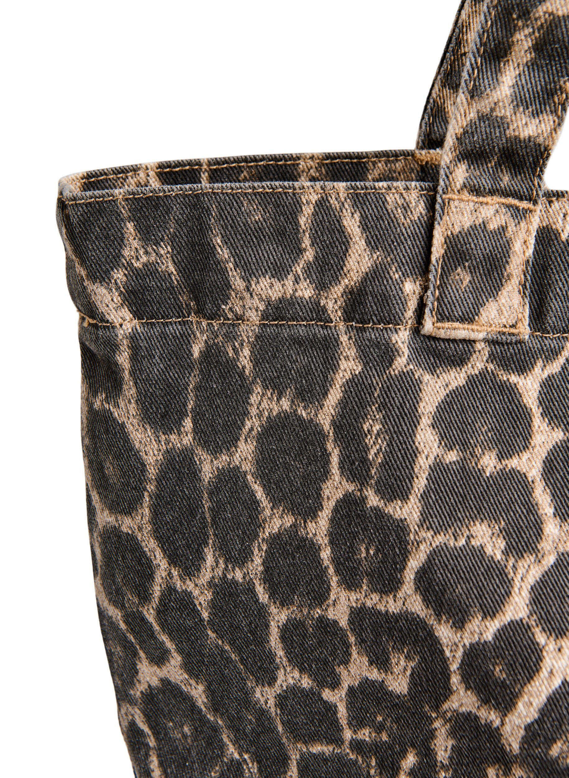 Zizzi Denim Shopper mit Leopardenmuster, Braun, Packshot image number 2