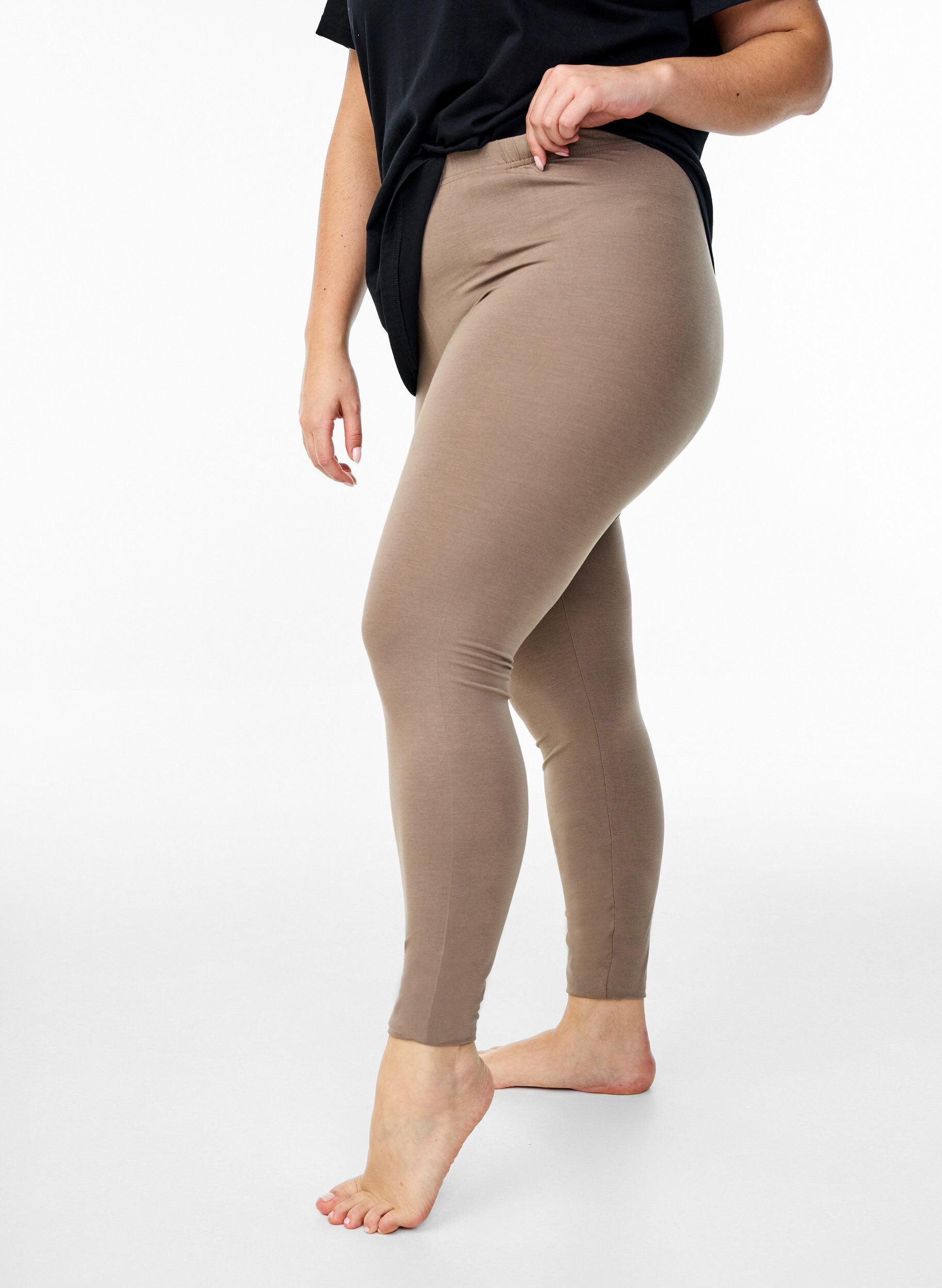 Zizzi Basic Leggings aus Viskose, Braun, Model image number 0
