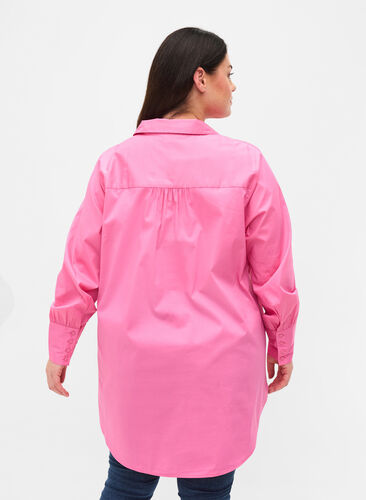 Langarm-Hemdbluse mit hohen Manschetten, Aurora Pink, Model image number 1