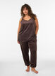 Top aus Velours mit Spitzen, Braun, Model image number 1