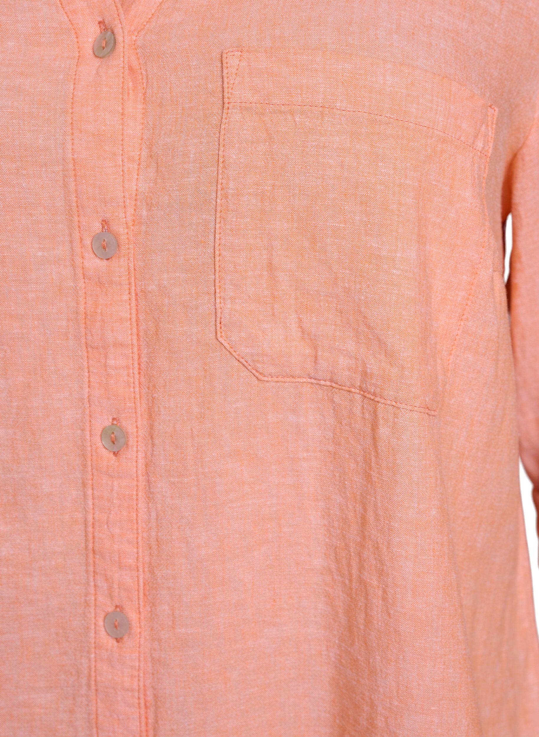 Zizzi Bluse aus Leinen und Viskose mit 3/4-&Auml;rmeln, Orange, Packshot image number 2