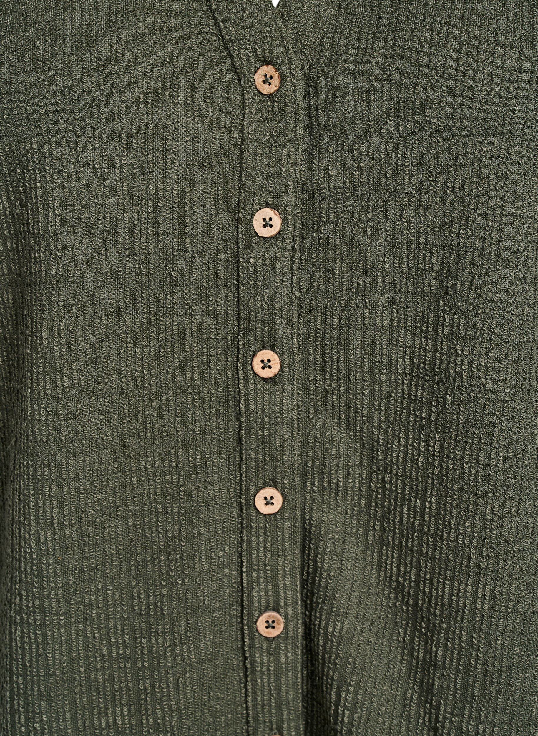 Zizzi Bluse mit Struktur und V-Ausschnitt, Thyme, Packshot image number 2