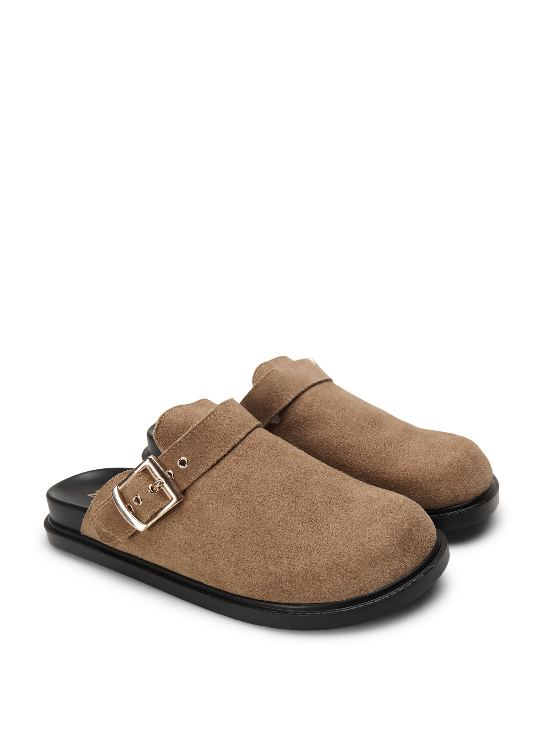 Zizzi Weite M Wildleder-Clogs, Woodsmoke, Packshot image number 1