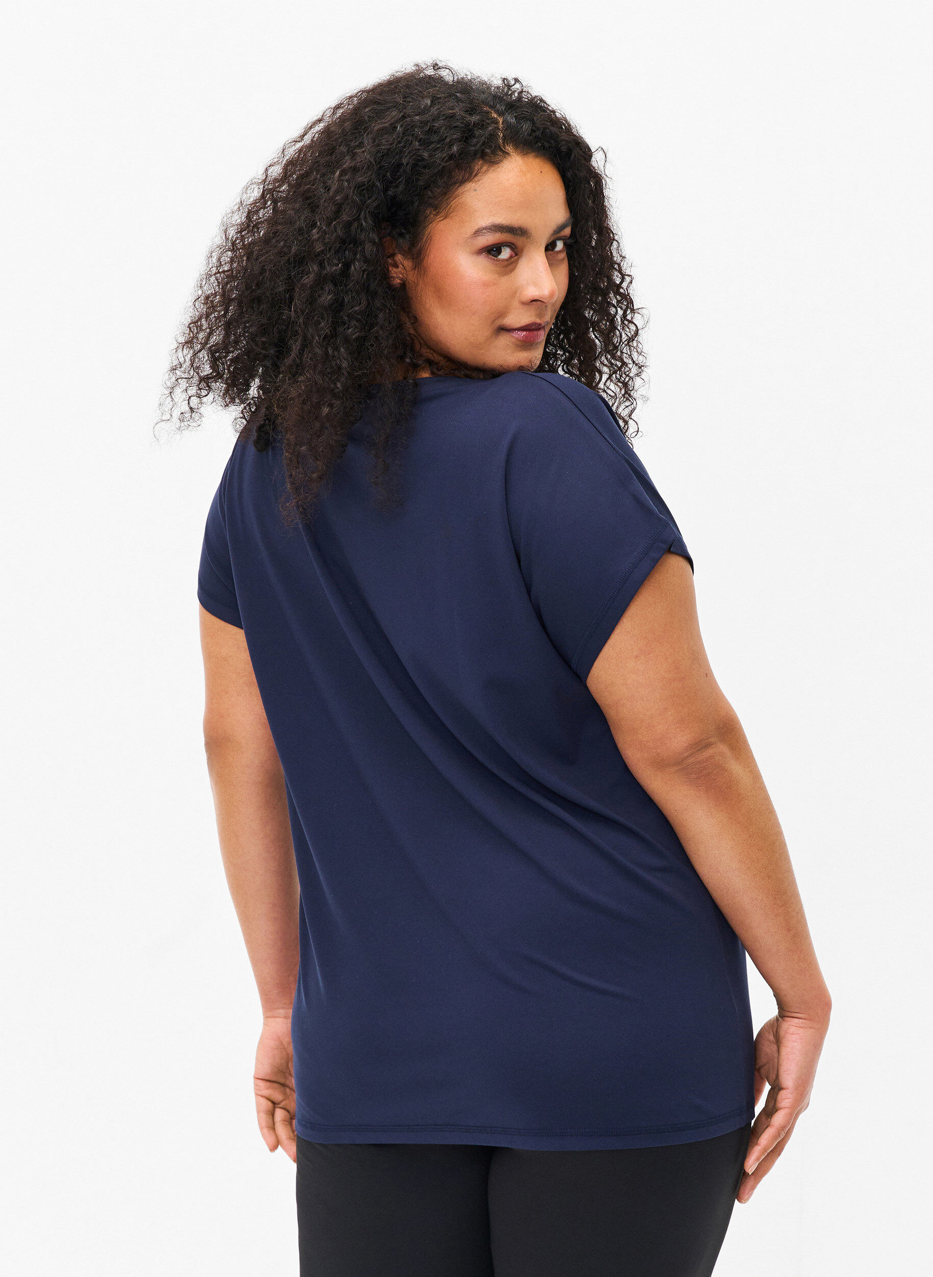 Zizzi Kurz&auml;rmeliges Trainings-T-Shirt, Blau, Model image number 2