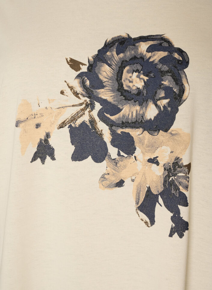 T-Shirt mit dekorativem Frontprint, Vanille, Packshot image number 2