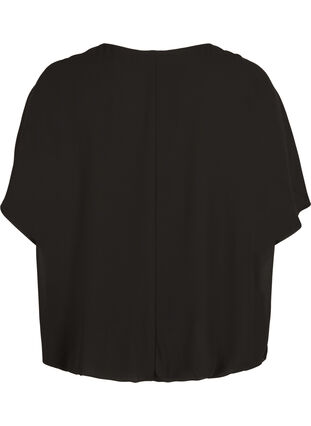 Kurze Bluse mit lockeren Meshärmeln, Black, Packshot image number 1