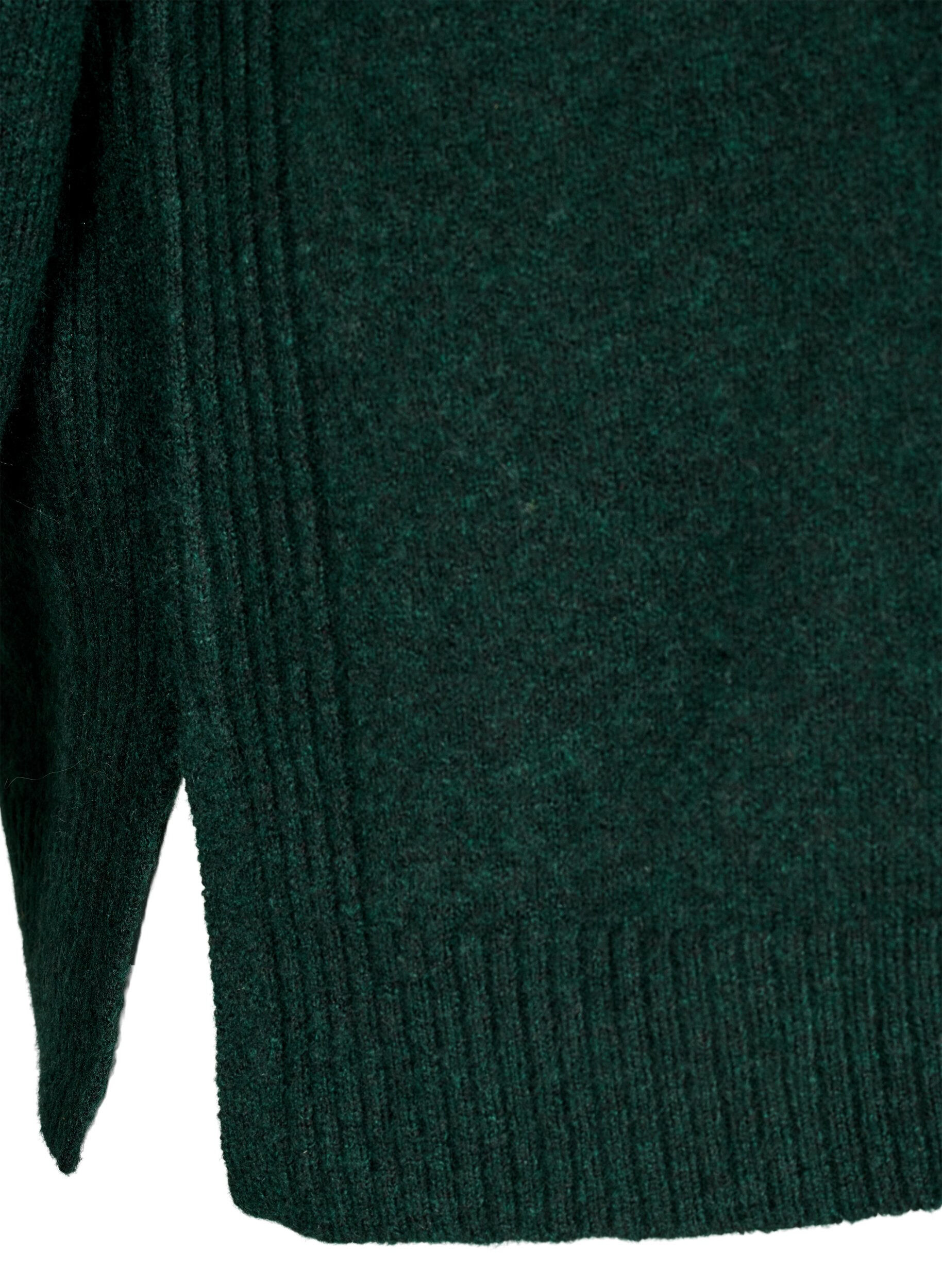 Zizzi Strickpullover mit gerippten Abschl&uuml;ssen, Scarab Mel., Packshot image number 3