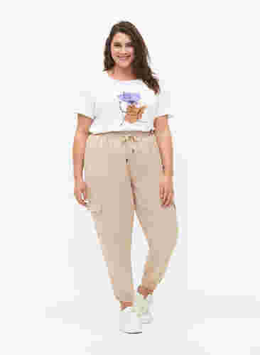 T-Shirt aus Baumwolle mit Rundhalsausschnitt und Print, Bright White FACE, Model image number 2
