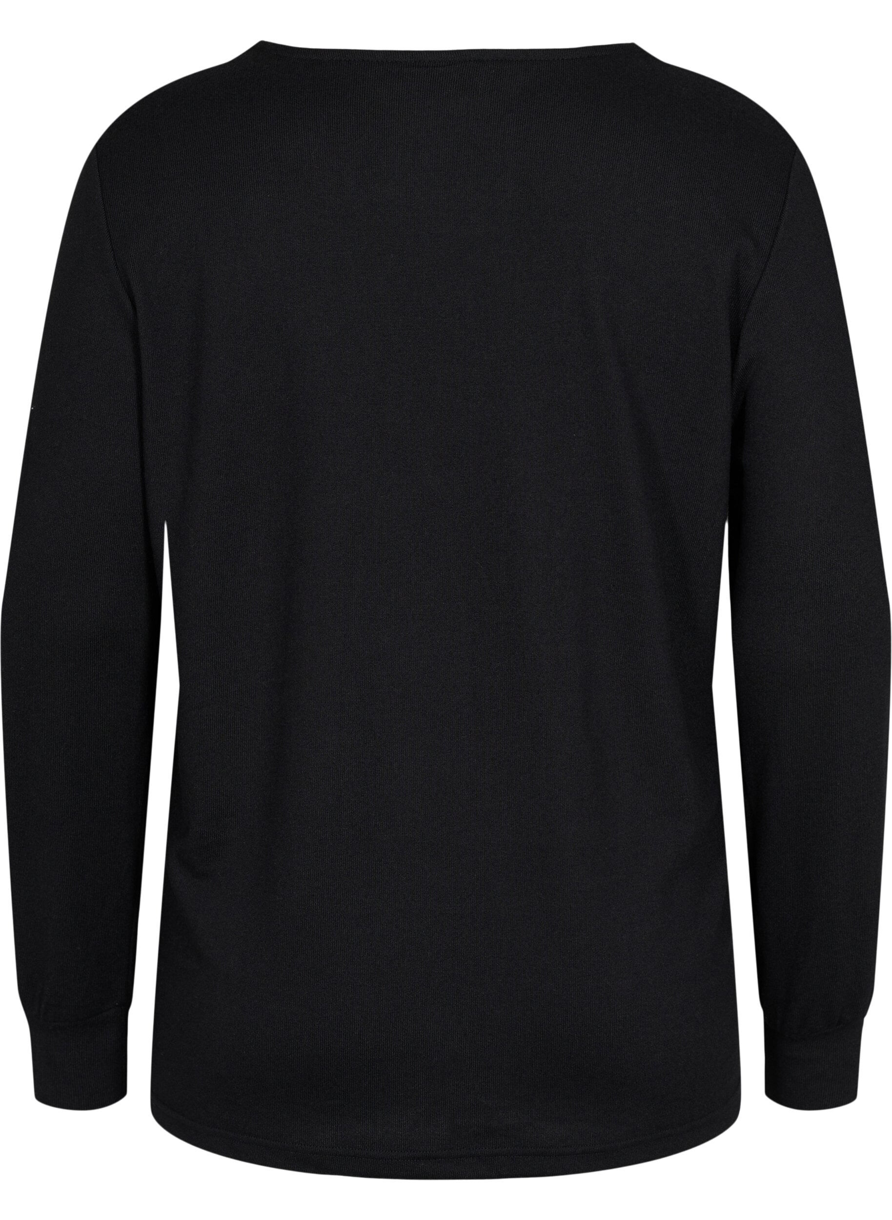 Zizzi Lang&auml;rmelige Bluse mit Spitzendetails, Black, Packshot image number 1