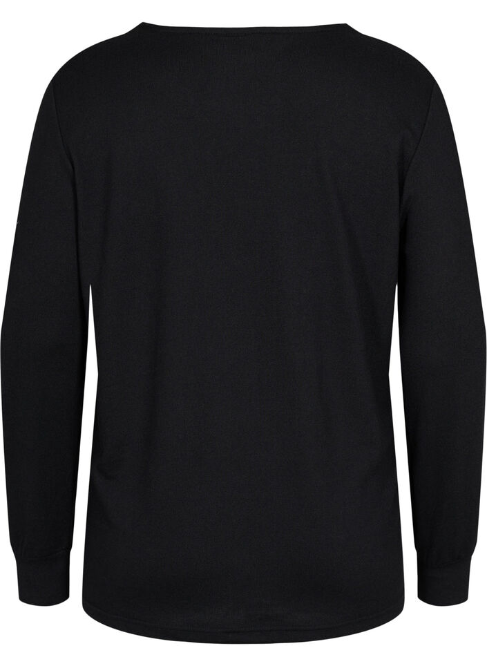 Langärmelige Bluse mit Spitzendetails, Black, Packshot image number 1