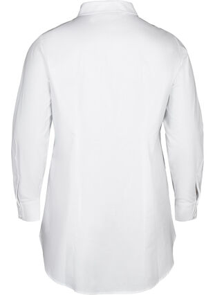Langarm Bluse aus Baumwolle, Bright White, Packshot image number 1