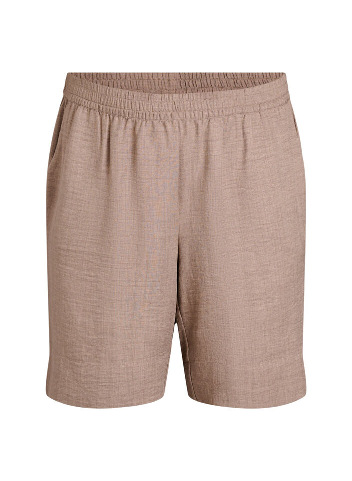 Shorts mit Taschen und hoher Taille, Braun, Packshot image number 0