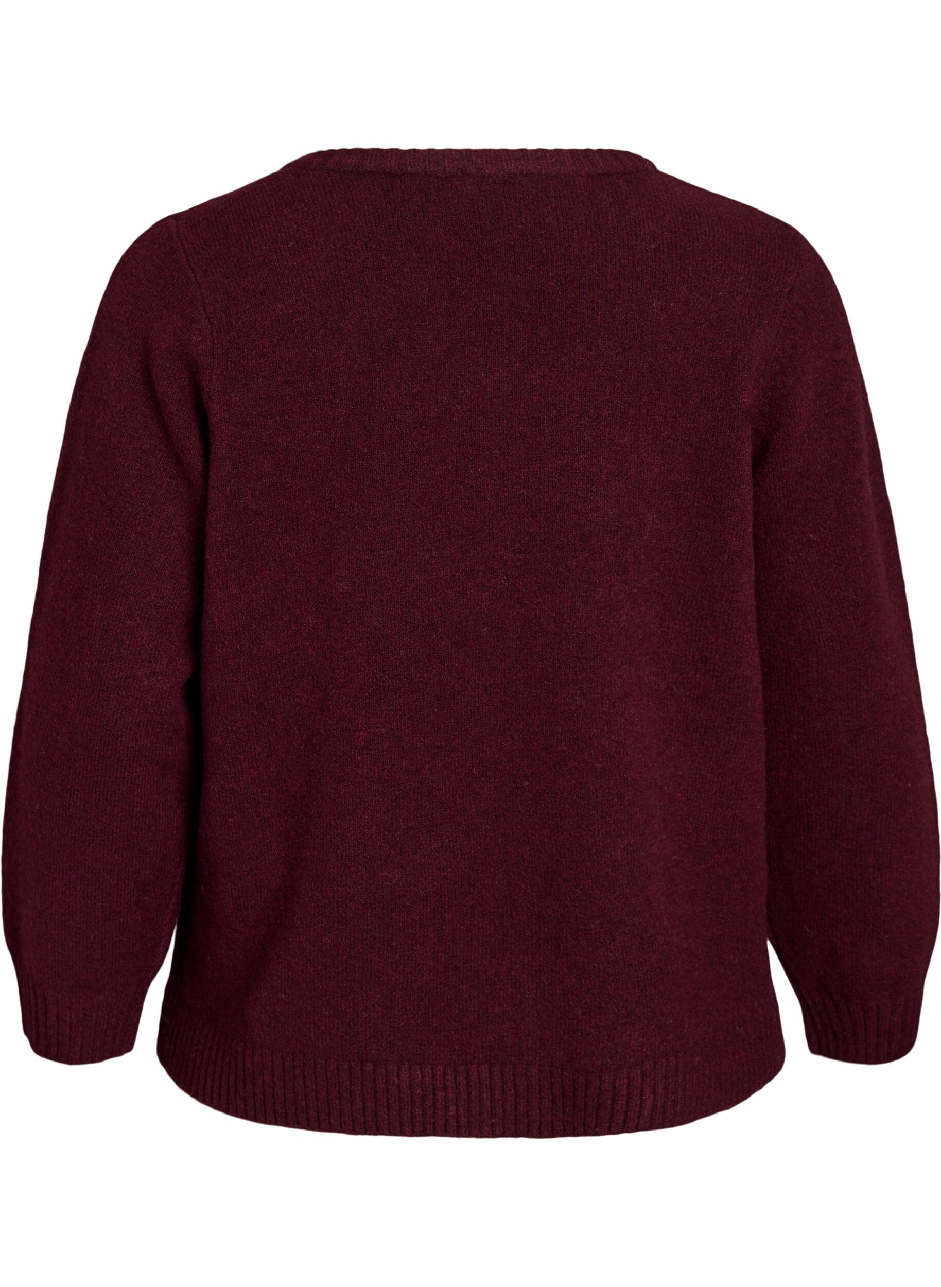ZizziStrickjacke mit Bl&uuml;tendetail, Dunkles Bordeaux, Packshot image number 1